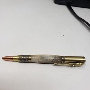 Deer Antler with Deer Hunter Bolt Action Antique Brass Pen